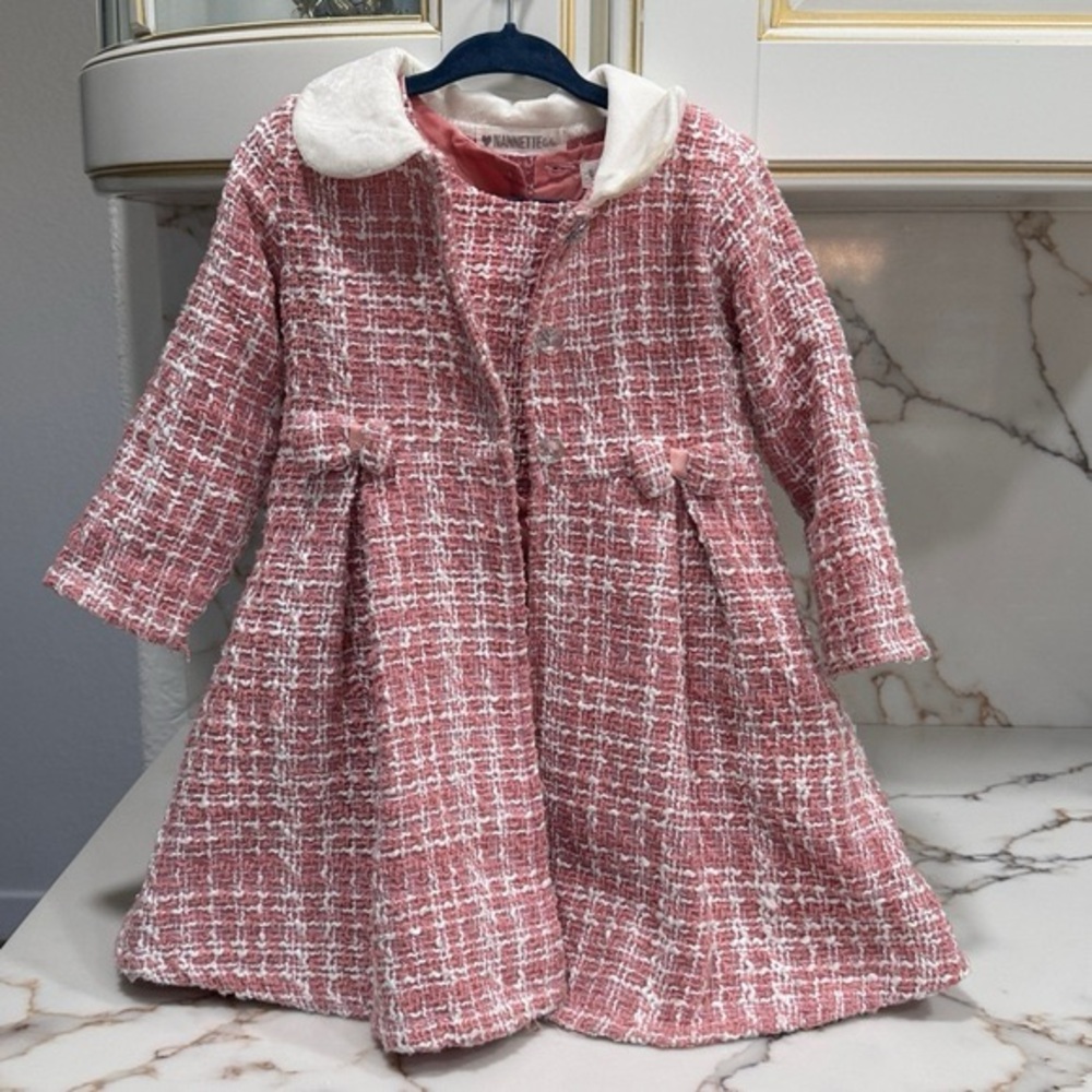 Nannette Pink and White Tweed girls jacket